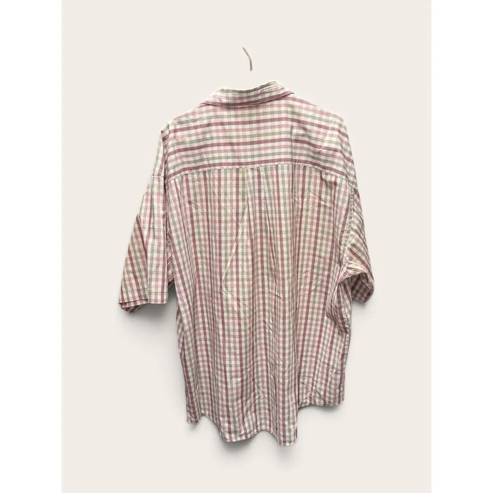 Van Heusen Mens XXL Red Tan Plaid Short Sleeve Button Down Shirt 66543